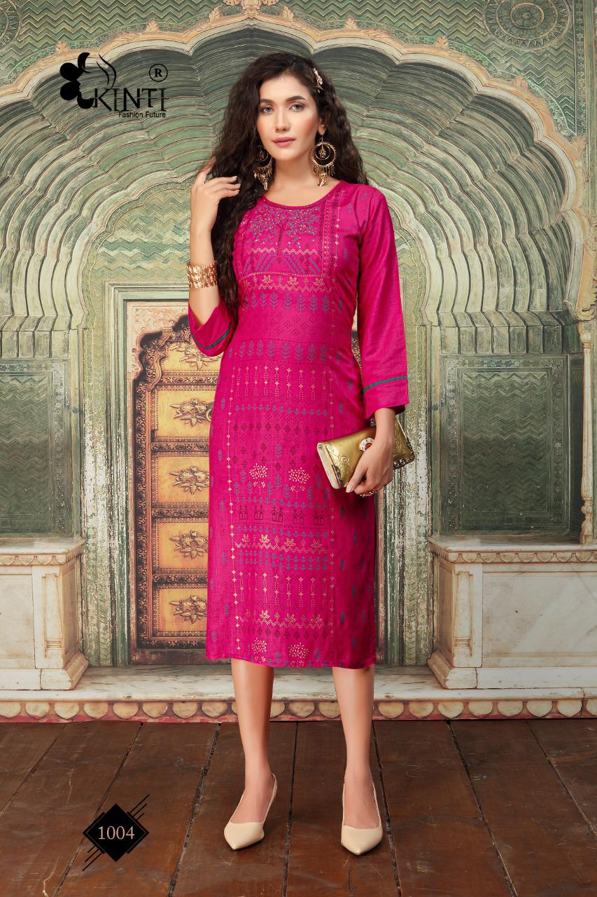 Kinti Afsana Foil Letest Fancy Designer Festive Wear Printed Rayon Kurti Collection